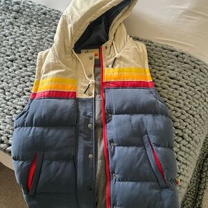 Color-Block Quilted Vest in Red and Yellow